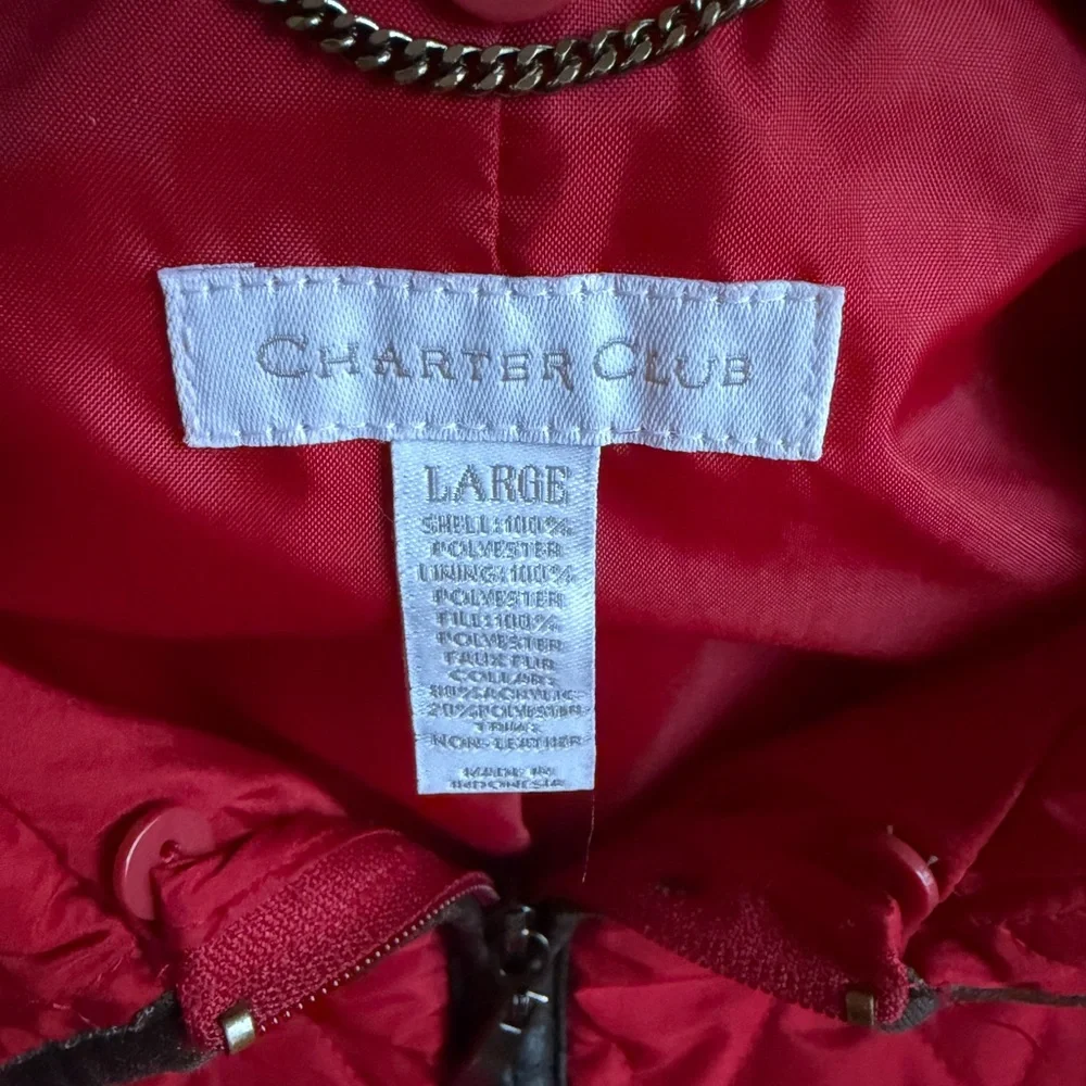 Charter Club Quilted Red Zip Lightweight Jacket w/Zipper Pockets - Picture 4 of 9